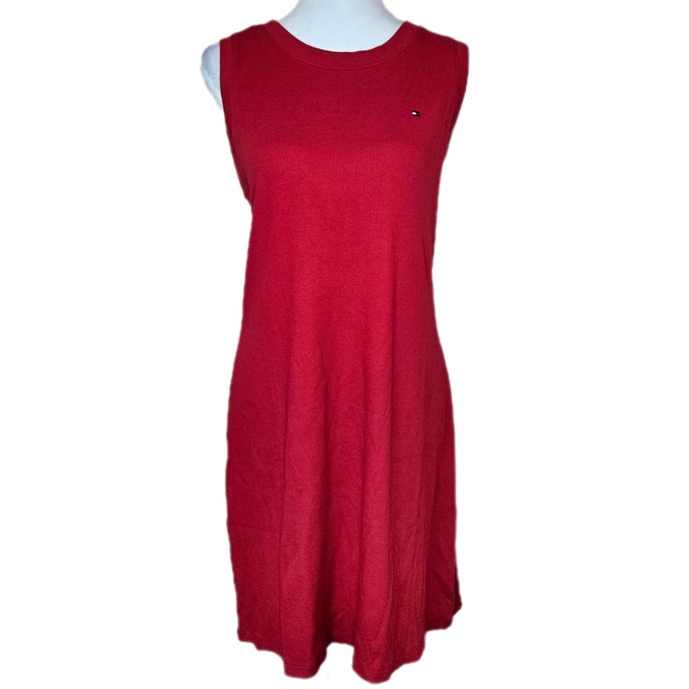 Tommy Hilfiger Dress Womens Large Sleeveless Ribbed Knit 90s Retro Sport Preppy
